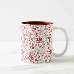2 Couleurs Tasse bicolore pour 18e anniversaire avec chiffres
