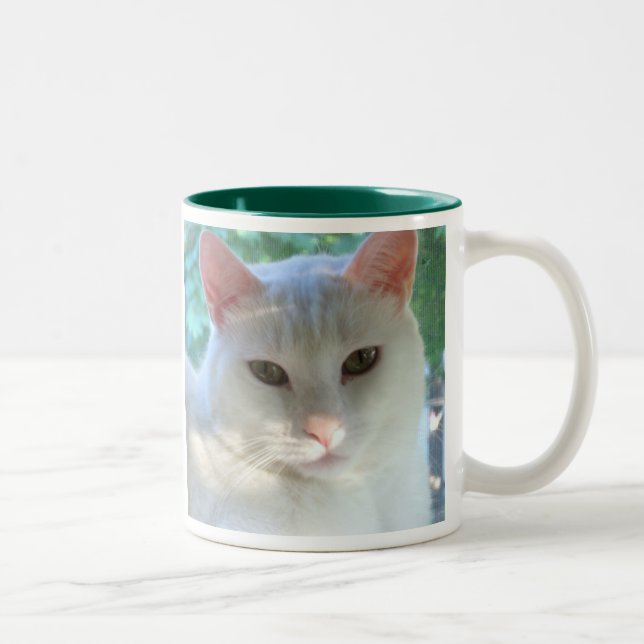 2 Couleurs Tasse blanche de chat de cheveux courts avec le (Droit)