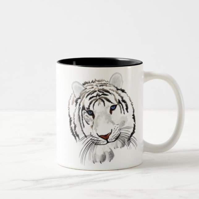 2 Couleurs Tasse blanche de tigre (Droit)