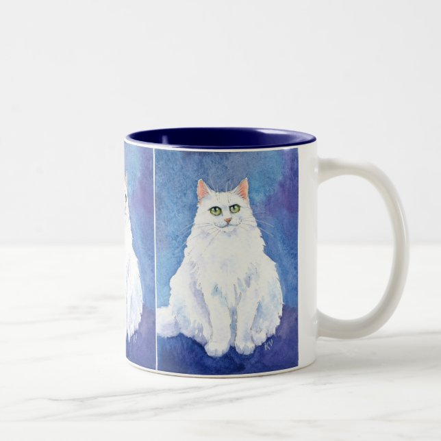 2 Couleurs Tasse blanche mignonne de chat ou de chaton (Droit)
