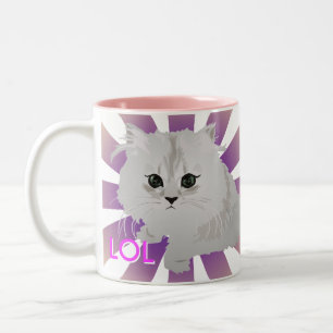 2 Couleurs Tasse blanche pelucheuse de chat
