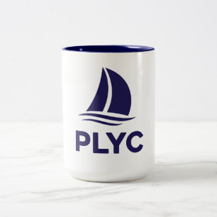 2 Couleurs Tasse blanche PLYC avec intérieur marine 