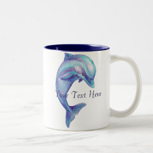 2 Couleurs Tasse bleue de dauphin