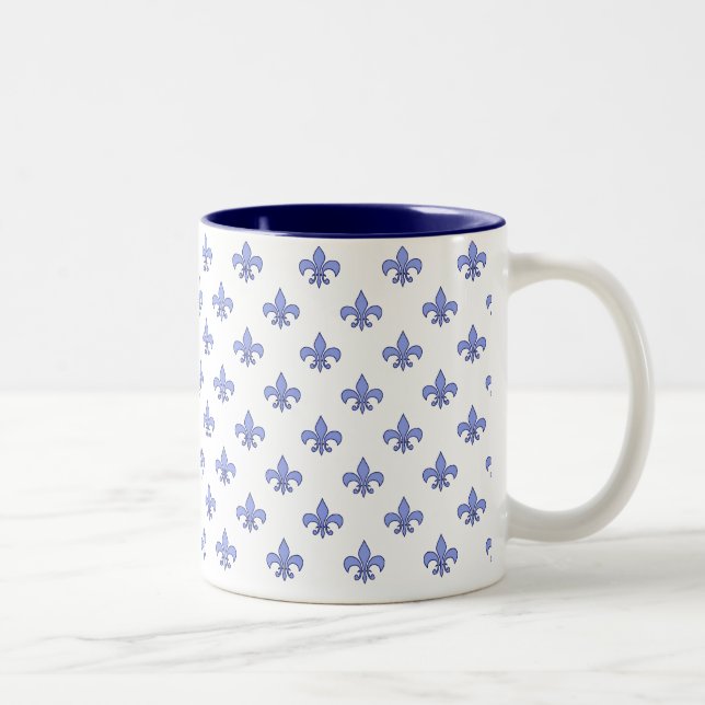 2 Couleurs Tasse bleue du motif Fleur-De-lis (Droit)