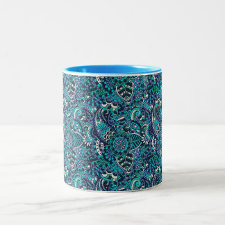 2 Couleurs Tasse bleue et pourpre colorée de motif de Paisley