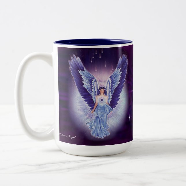 2 Couleurs Tasse bleue glorieuse d'ange de saphir (Gauche)