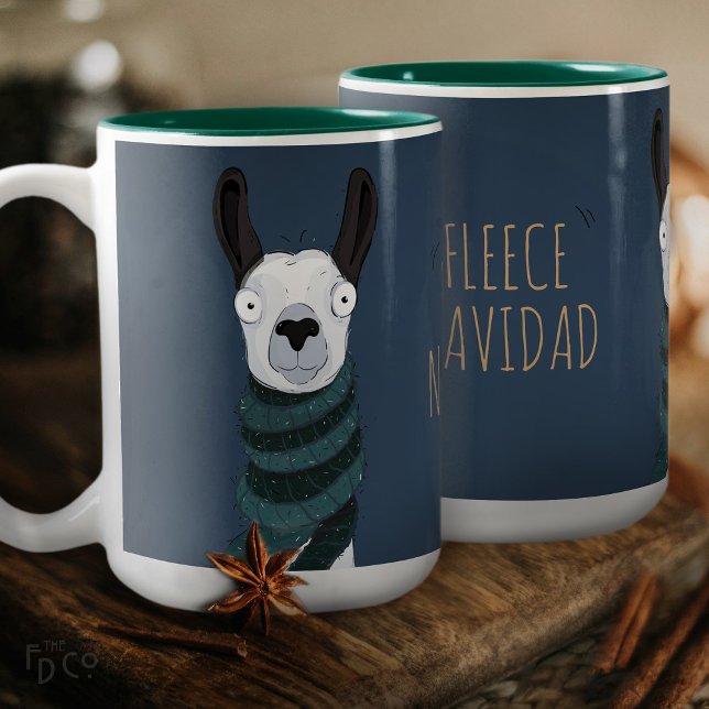 2 Couleurs Tasse Bleue Grise 'Fleece Navidad' Llama Drôle et  (Créateur téléchargé)