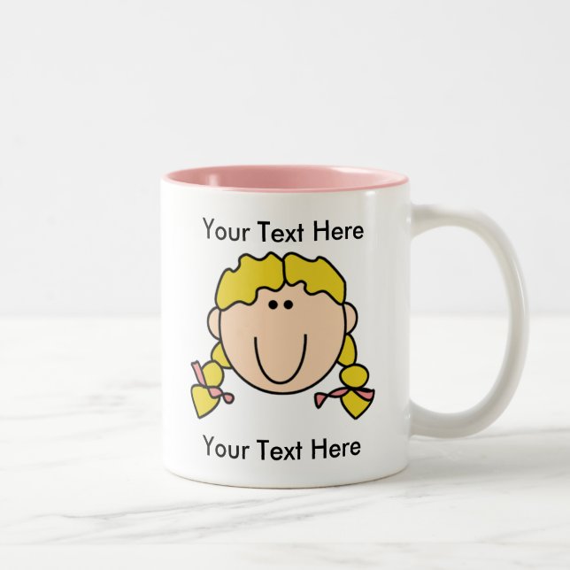 2 Couleurs Tasse blonde de tresses de fille faite sur (Droit)