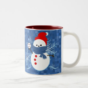2 Couleurs Tasse - bonhomme de neige de base-ball de flocons