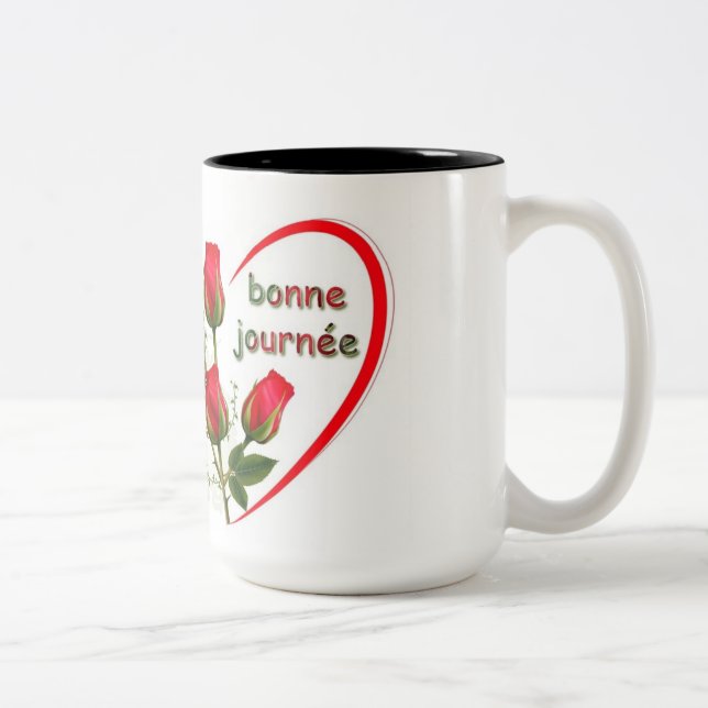 2 Couleurs Tasse Bonne journée avec Rose (Droit)