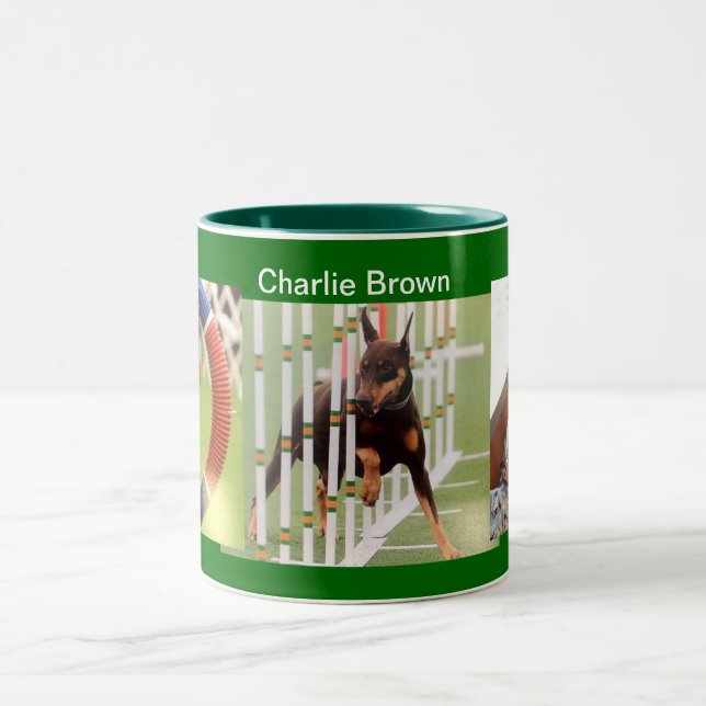 2 Couleurs Tasse Brown de dobermann de Charlie (Centre)