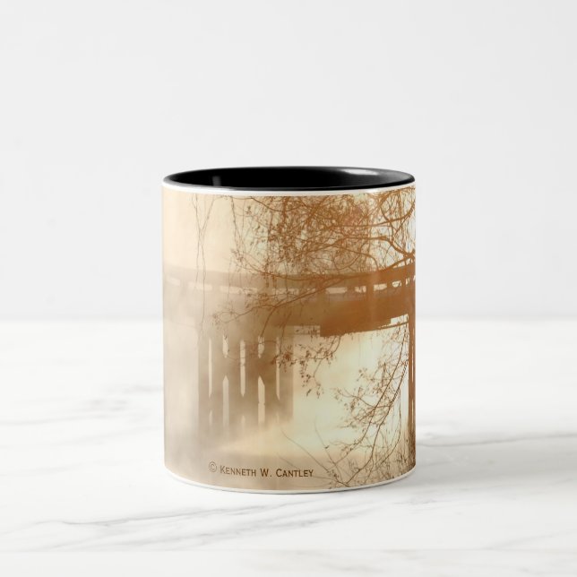 2 Couleurs Tasse brumeuse II de pont de matin (Centre)