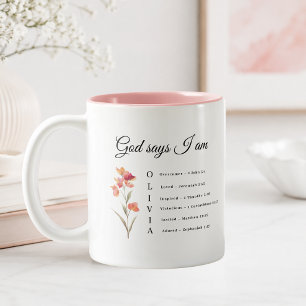2 Couleurs Tasse cadeau biblique à motif floral OLIVIA Foi ch