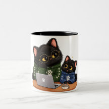 Tasse cadeau pour programmeur de chat noir drôle