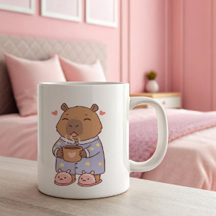 2 Couleurs Tasse Capybara Aime Café   Animal Mignon et Drôle 
