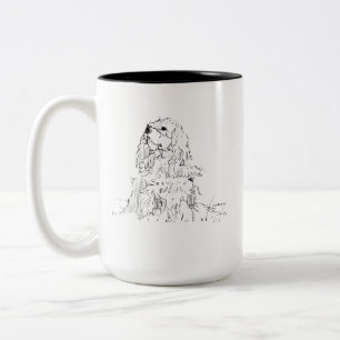 2 Couleurs Tasse Cavalier King Charles Spaniel, Encre Minimal