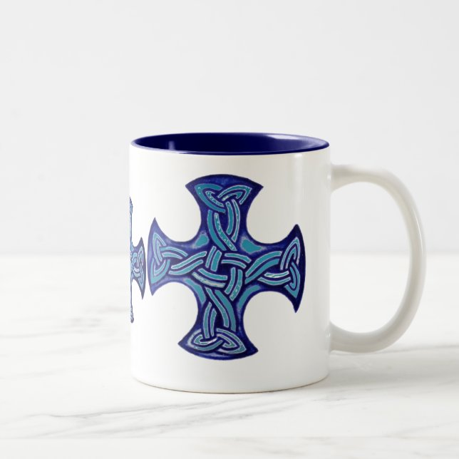 2 Couleurs Tasse celtique bleue de noeud (Droit)