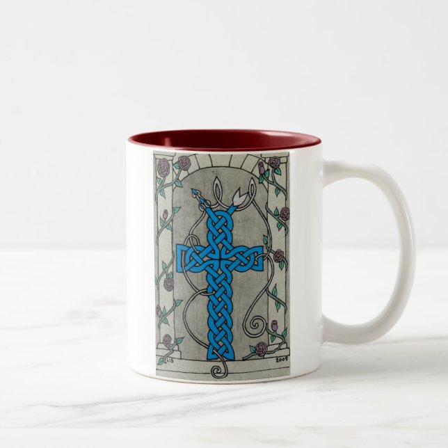 2 Couleurs Tasse celtique de croix de serpent (Droit)
