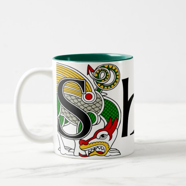 2 Couleurs Tasse celtique de dragon de bassie (Gauche)