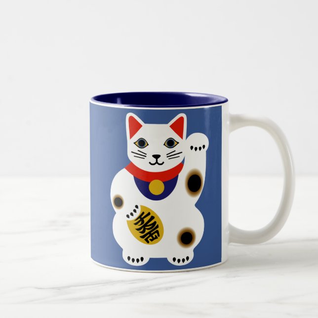 2 Couleurs Tasse chanceuse bleue de chat (Droit)