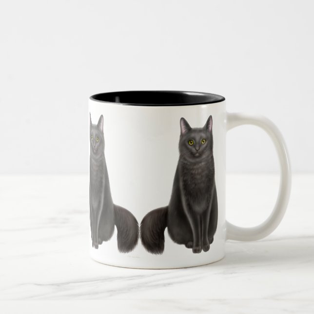 2 Couleurs Tasse chanceuse de chats noirs (Droit)