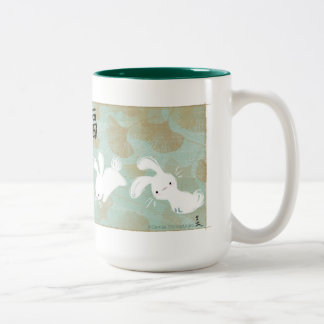 2 Couleurs Tasse chanceuse de lapins (vert)