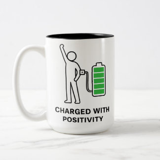 2 Couleurs Tasse Chargée de Positivité ☕🔋 | Motivation Drôle