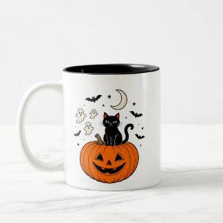 2 Couleurs Tasse Chat Citrouille Halloween | Café de Chat Noi