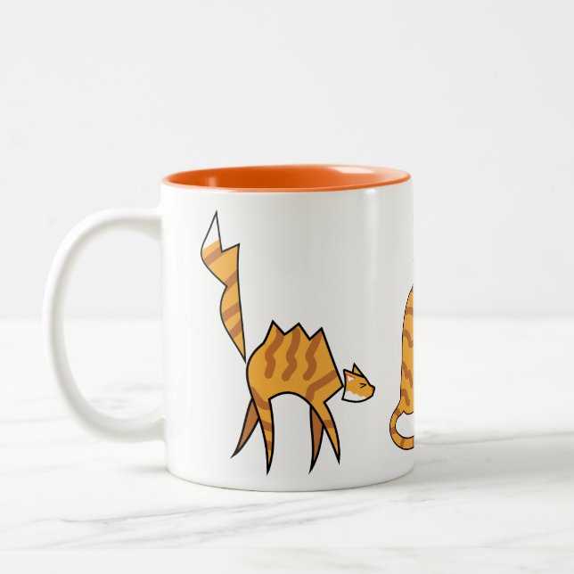 2 Couleurs Tasse Chat Orange (Gauche)