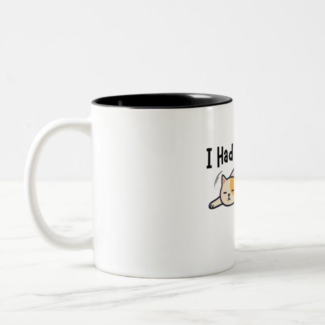 2 Couleurs Tasse chat paresseux drôle "J'avais des plans une  (Gauche)
