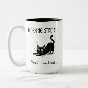 2 Couleurs Tasse Chat Presque Fonctionnel Étirement Matinal D