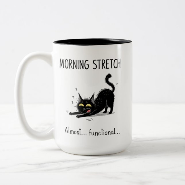 2 Couleurs Tasse Chat Presque Fonctionnel Étirement Matinal D (Gauche)