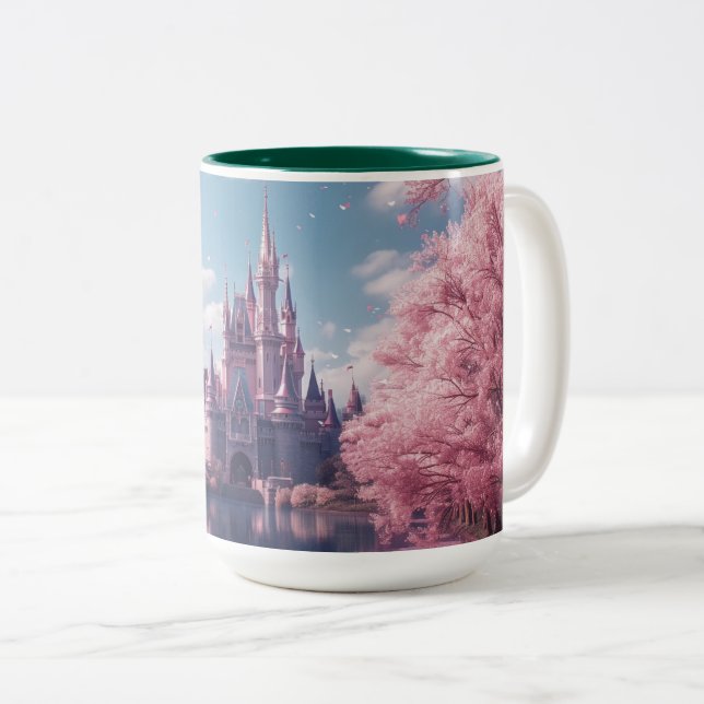 2 Couleurs Tasse Château de Conte de Fées avec Fleurs de Ceri (Devant droit)