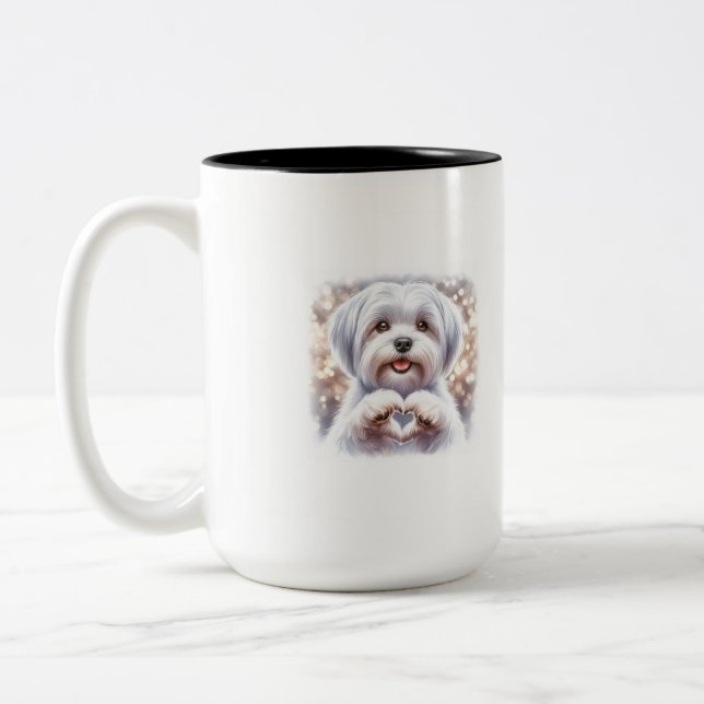 2 Couleurs Tasse Chien Mignon Cœur (Gauche)