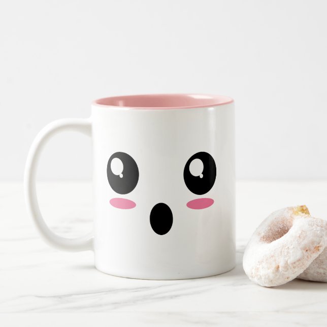 2 Couleurs Tasse "choquée" d'Emoji (Avec donut)
