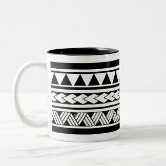 2 Couleurs Tasse classique à motif tribal géométrique noir et