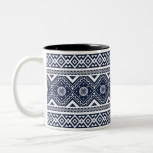 2 Couleurs Tasse classique à motif tribal géométrique noir et