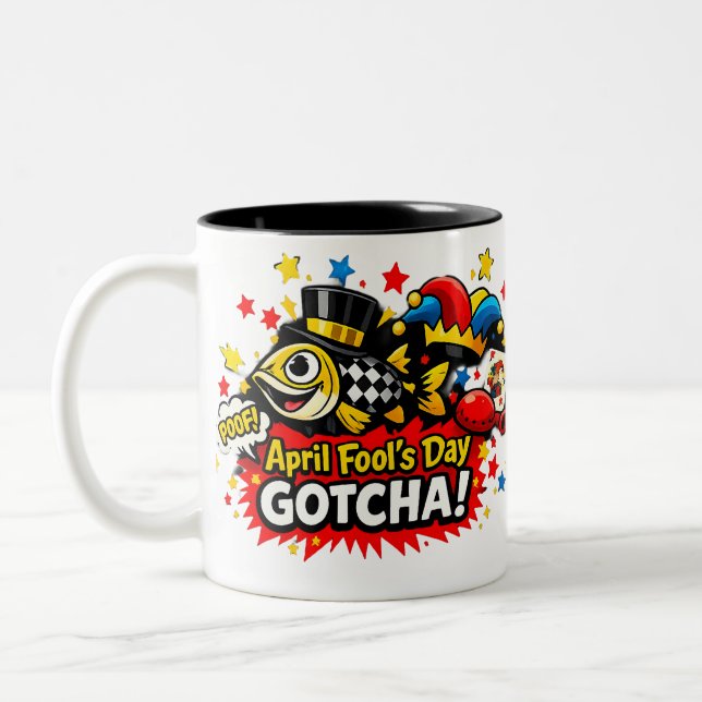 2 Couleurs Tasse classique de la fête du poisson d'avril, 11  (Gauche)