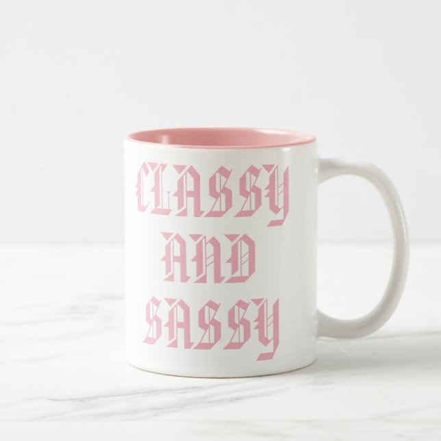 2 Couleurs Tasse classique et sassy | Tasse Humour rose (Droit)