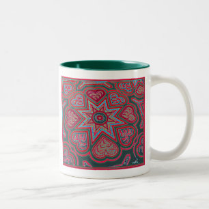 2 Couleurs Tasse Cœurs d'Art Populaire Rouge