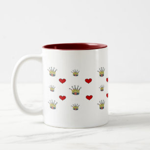 2 Couleurs tasse - coeurs et couronnes
