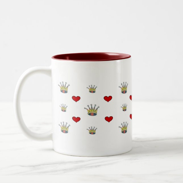 2 Couleurs tasse - coeurs et couronnes (Gauche)