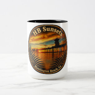 2 Couleurs Tasse coucher de soleil sur Huntington Beach Pier