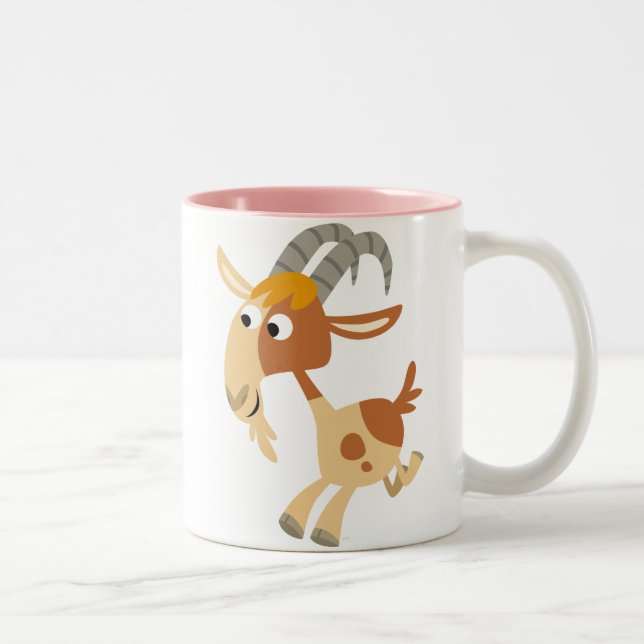 2 Couleurs Tasse courante de chèvre de bande dessinée (Droit)