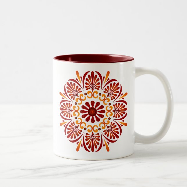 2 Couleurs Tasse cramoisie de mandala (Droit)