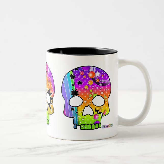 2 Couleurs Tasse - CRÂNES d'ART de POP (Droit)