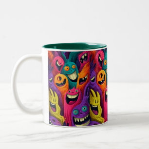2 Couleurs Tasse Créature de Dessin Animé Abstrait Vibrant