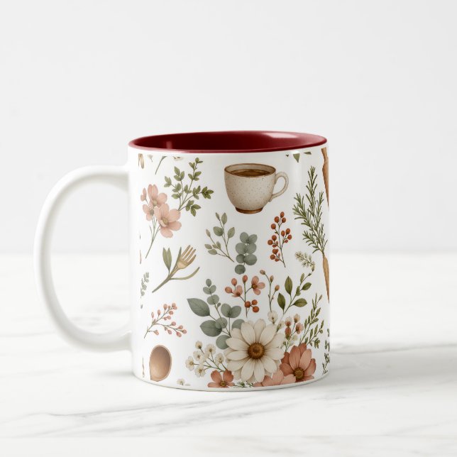 2 Couleurs Tasse d'accent de cuisine florale (Gauche)