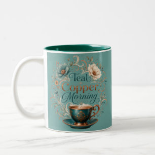 2 Couleurs Tasse d'accent de matin en cuivre sarcelle