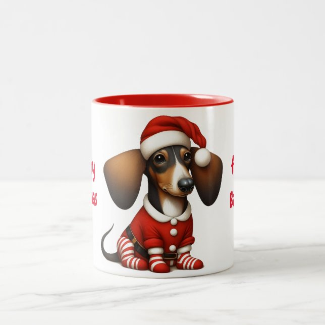2 Couleurs Tasse Dachshund Animé (Centre)